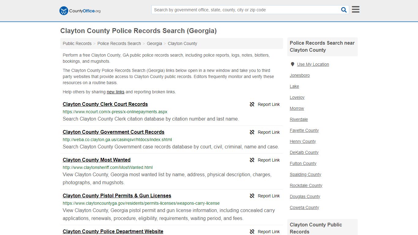 Clayton County Police Records Search (Georgia) - County Office